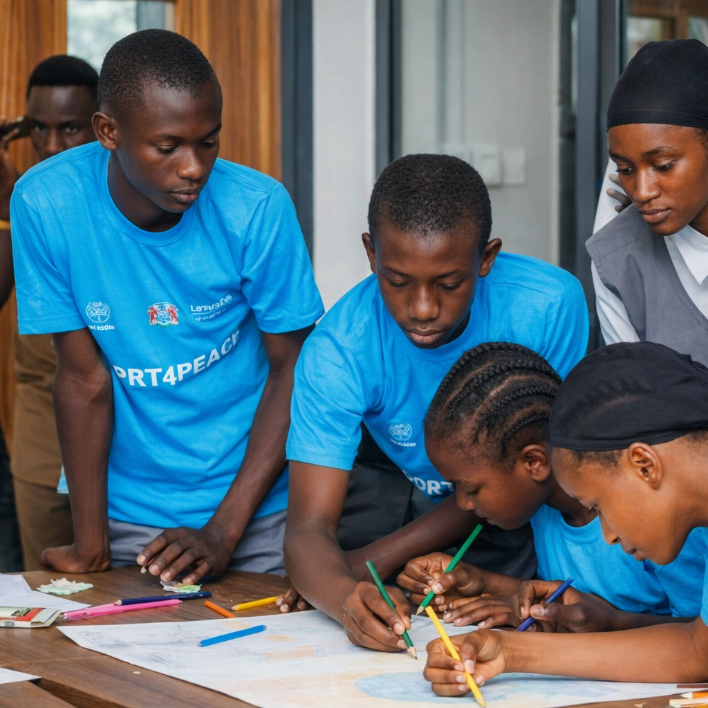 Young people working together on a classroom activity